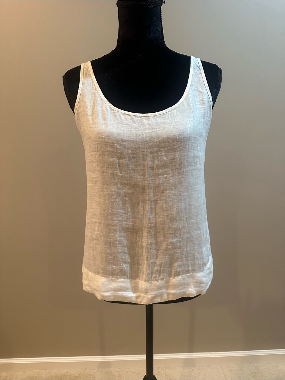 Eileen Fisher Cream Linen Scoop Neck Tank